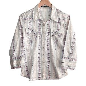 DKNY JEANS Country Style Pearl Button Snap Front Long Sleeve Tailored Girl’s L